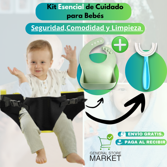 Arnes Para Bebe + Babero Silicona + Cepillo Manual En Forma De U + ENVÍO GRATIS.