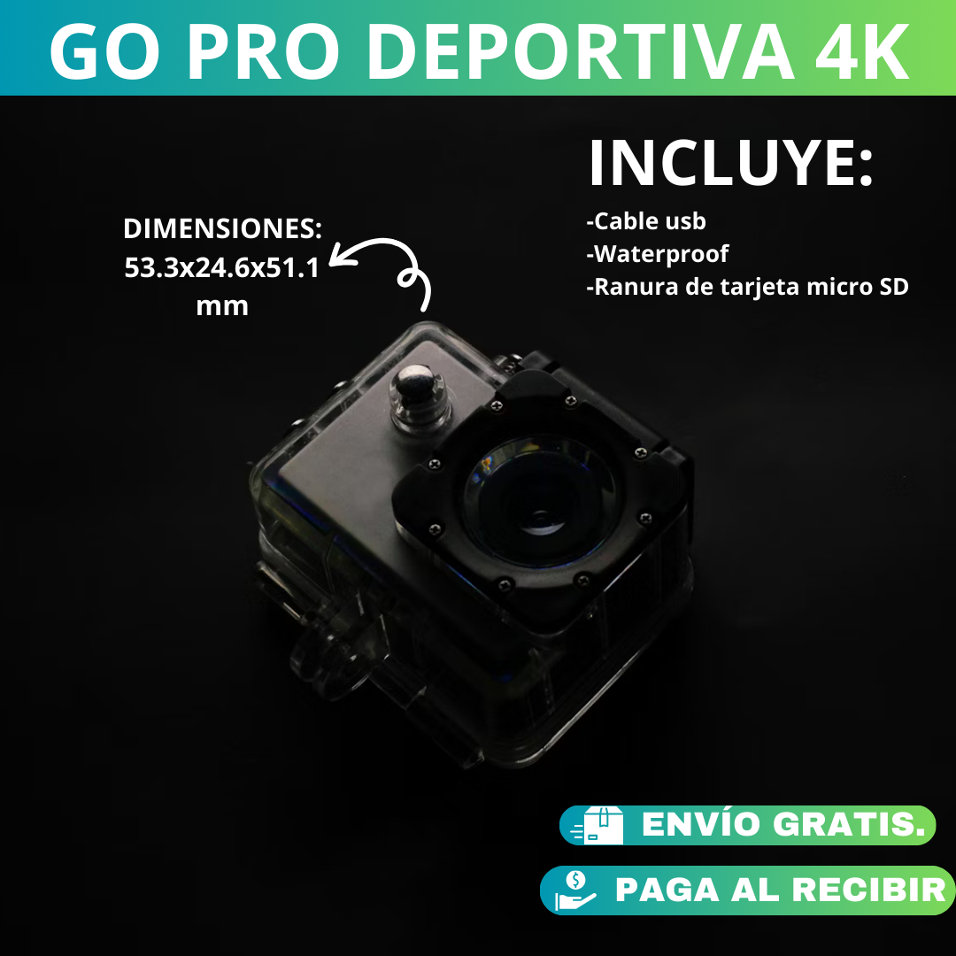 Cámara Go Pro| 4K FULL HD + ENVÍO GRATIS.